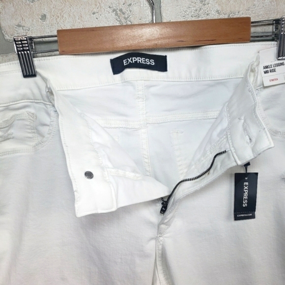 EXPRESS Mid Rise Stretch Ankle Leggings White Size 18L - Picture 7 of 9